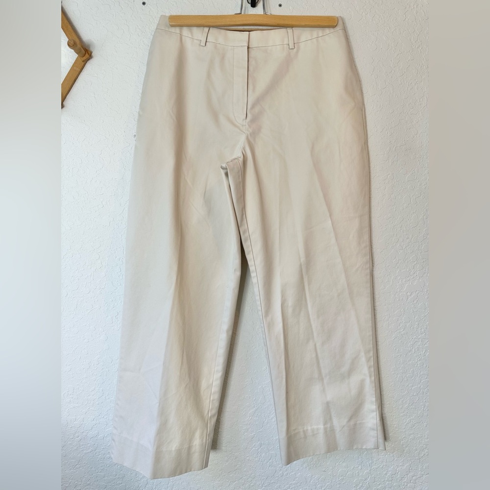 Brooks Brothers Wide Leg Pants Womens Size 10 Cotton Trouser Pleated Cream/Ivory